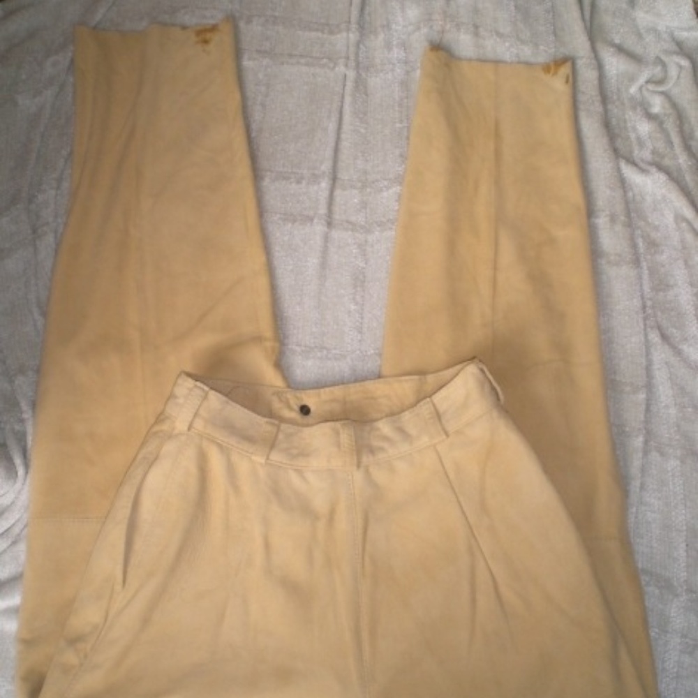 NEW Vintage MONARCH tan HI-WAIST Leather PANTS 26 waist
